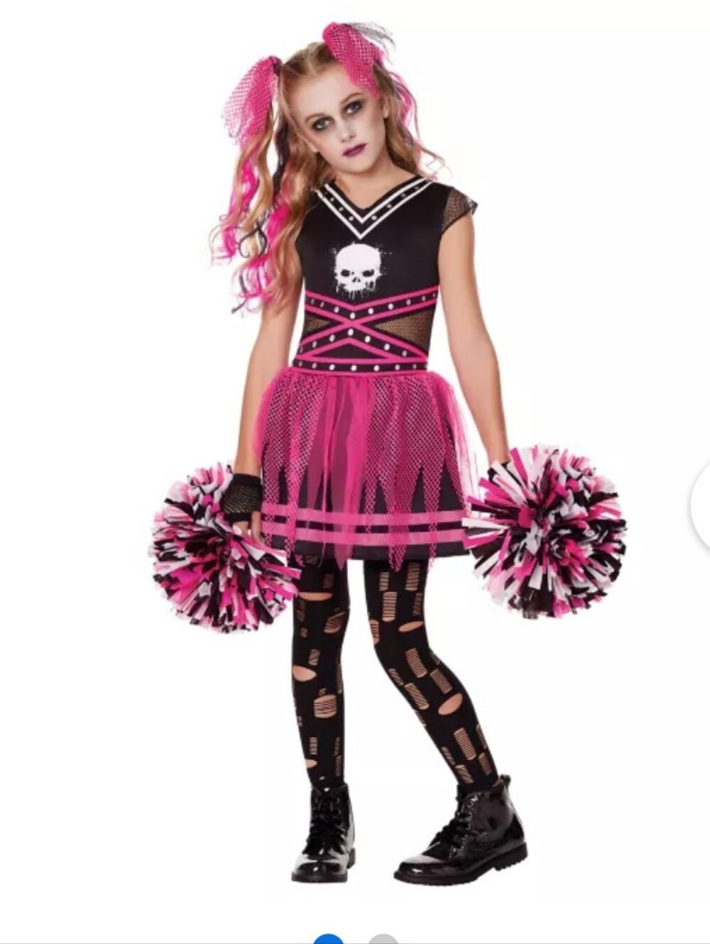 Spirit Scare Squad Kids Costume - Black, Red & White Cheer Outfit